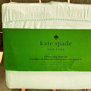 Kate Spade King Size Pale Green Cotton Sheet Set Light Green (PALE BLUE)